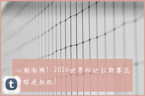 心潮澎湃！2026世界杯达拉斯赛区的球迷狂欢！